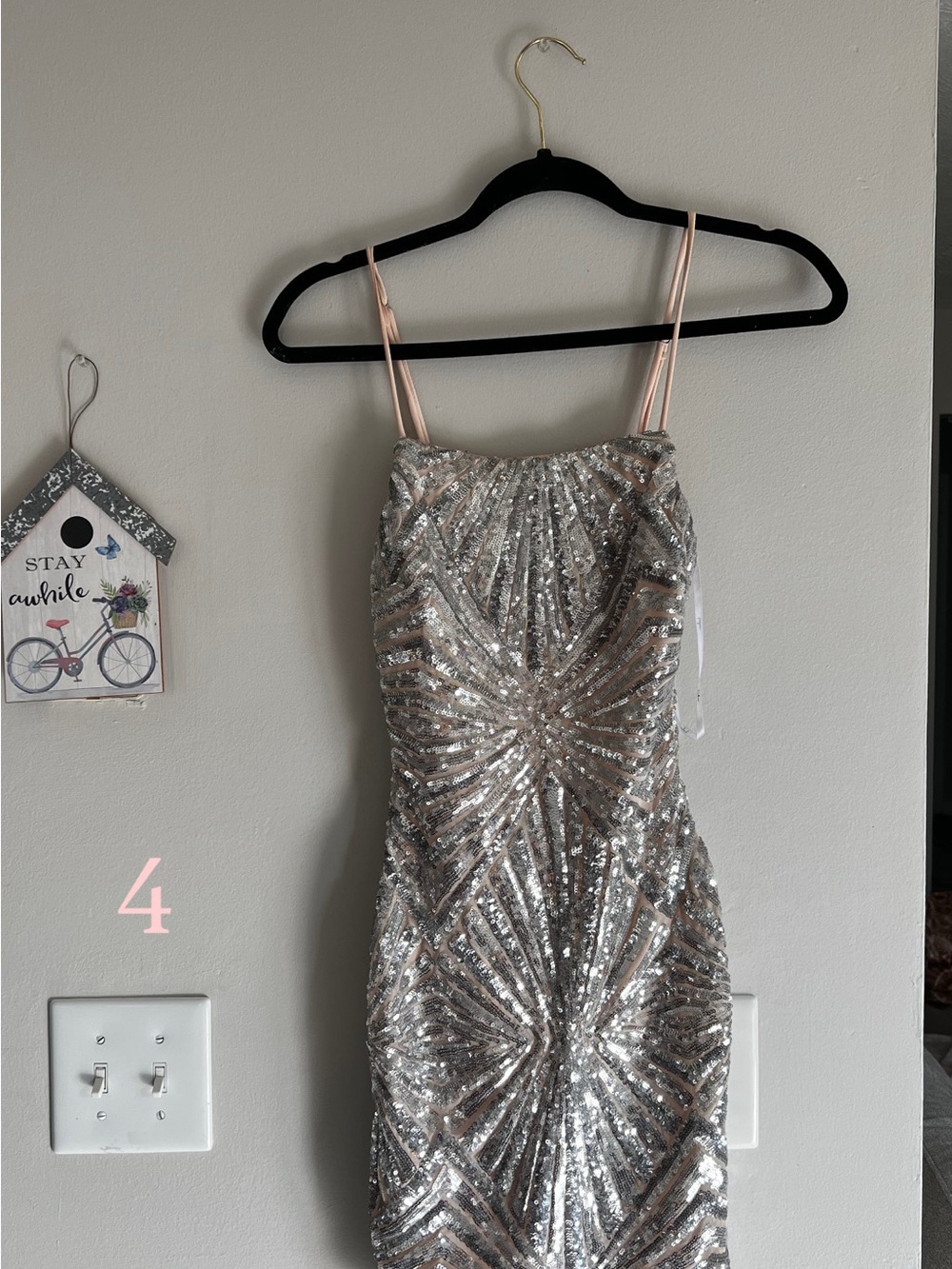 Sequin Spaghetti-Strap Dress